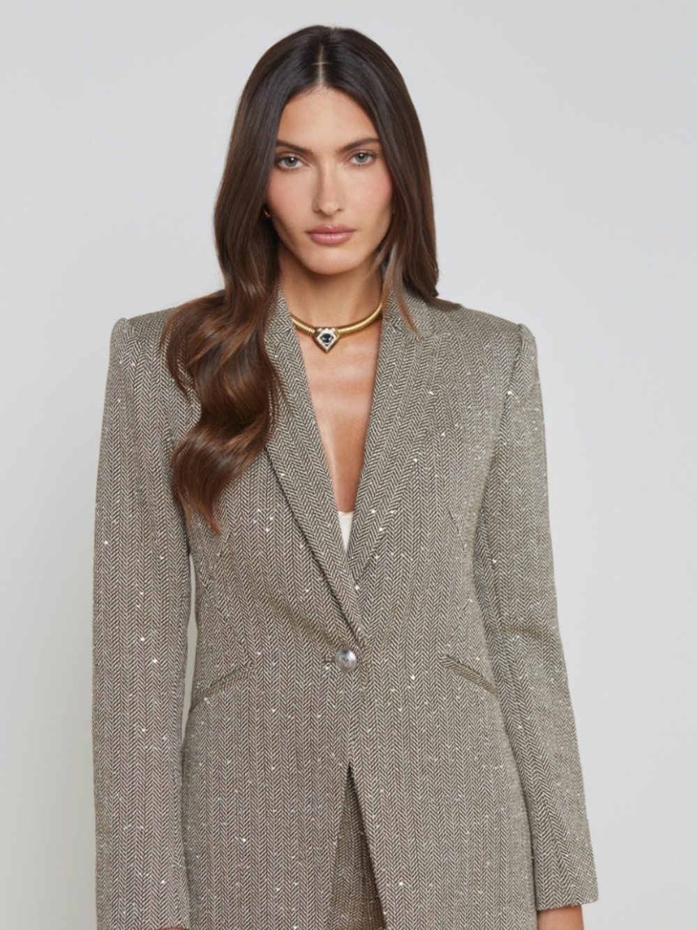 L’AGENCE NWT-SHEILA HOUNDSTOOTH BLAZER W/ ALL OVER EMBELLISHMENT-SIZE 2 - Picture 2 of 6